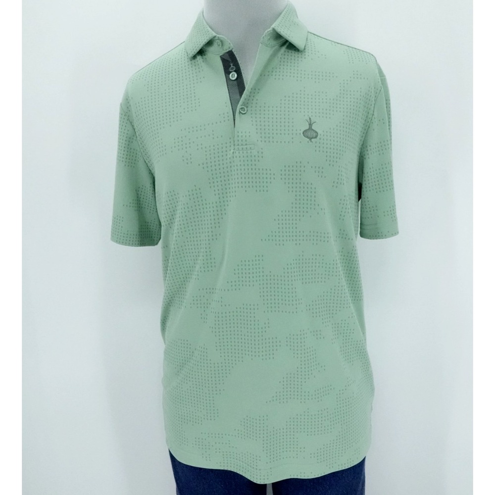 Ohoopee Match Club Polo Men M Green‎ Camo Abstract  Performance Preppy Casual
